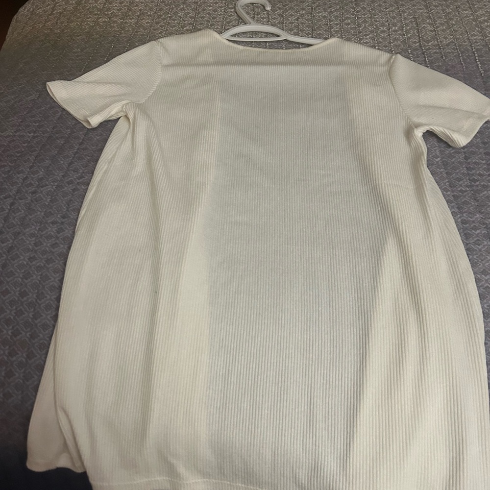 Zara Off-White Ribbed Knit Top - Picture 2 of 6